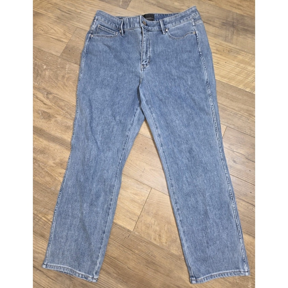 White House Black Market High Rise Straight Sculpt Cropped Jeans Blue Womens 12